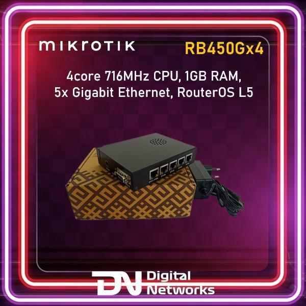 RB450Gx4 Mikrotik RB450Gx4 4core 716MHz CPU 1GB RAM 5xGigabit Ethernet RouterOS L5 Mikrotik RB450G