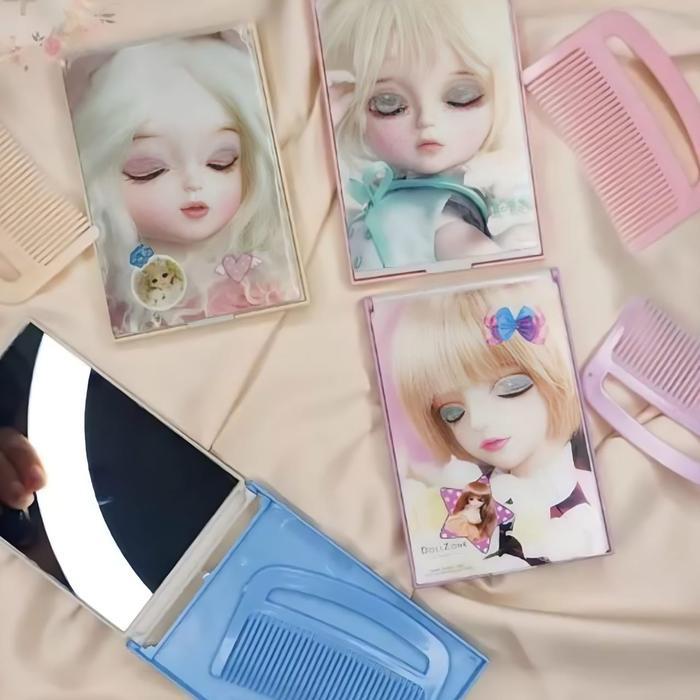 Cermin Lipat Mini Plus Sisir 2in1 Motif Barbie Souvenir Kaca Saku