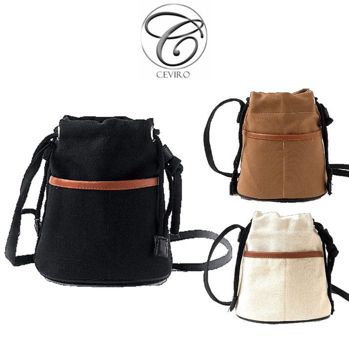 Aerostreet.Shoes - Tas Selempang Kecil Wanita Ceviro Chava Kanvas Mini Bucket Sling Bag