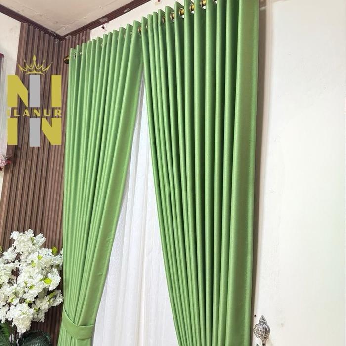 GORDEN JENDELA MINIMALIS 90% BLACKOUT WARNA HIJAU MINT DOFF