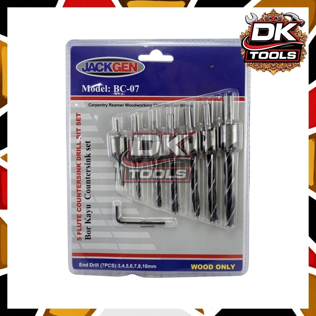 Jackgen mata bor kayu countersink 7 Pcs - mata bor kayu set isi 7 Pcs countersink