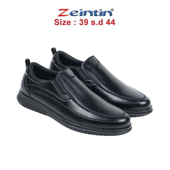 Aerostreet - Sepatu Pantofel Pria Kerja Kantor Formal Slip On Hitam Polos Bj