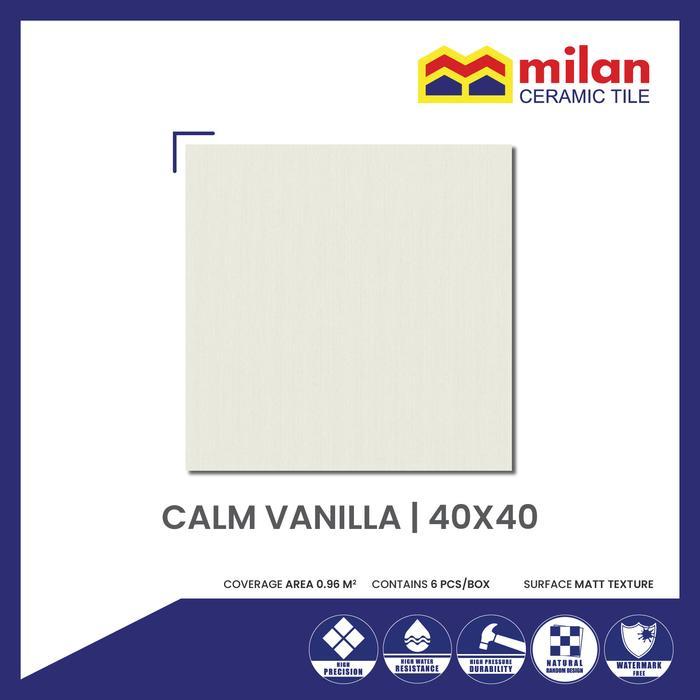 Milan Calm Vanilla 40x40 Keramik Lantai Motif Garis Polos Natural Matt
