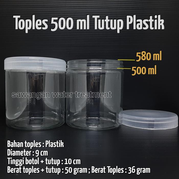 Toples Plastik 500 ml Tabung / toples 500 ml tabung / Toples 500ml