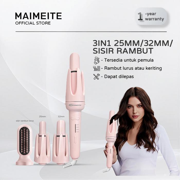 Maimeite 4 In 1 Ceramic Catokan Curly Otomatis Hair Styler Multifungsi Hair Straightener Comb