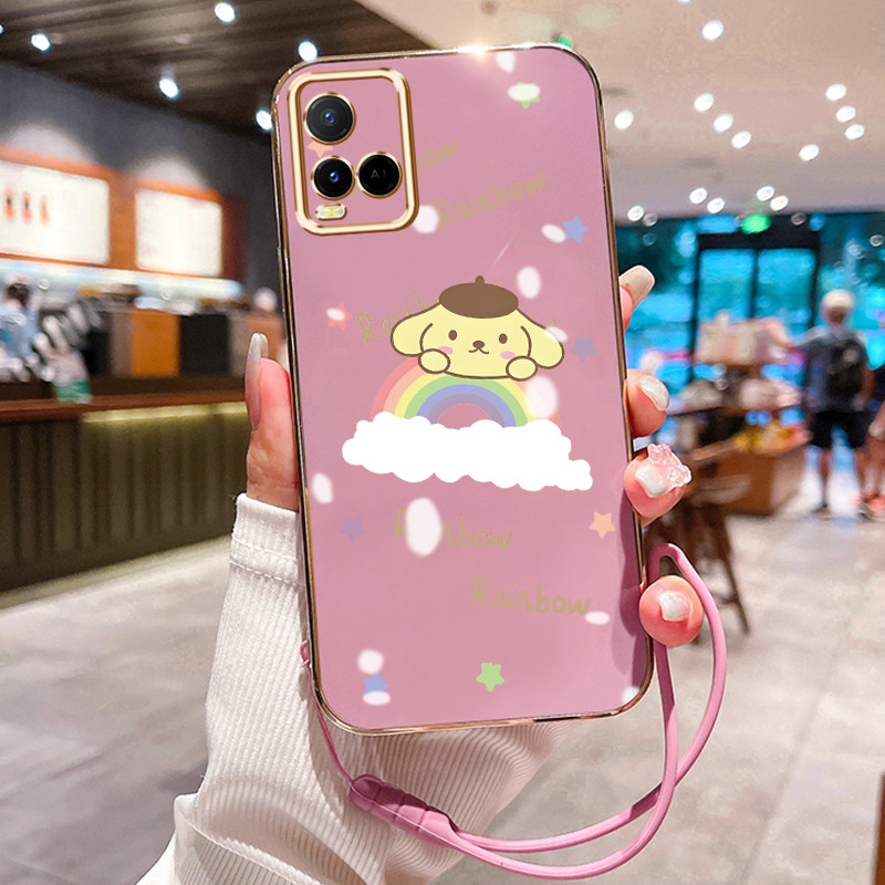 Casing Hp Untuk VIVO Y21 Y21s Y21T Y21E Y21A Y33T Y33s Y21G Case Anjing Pelangi Kecil pelapisan elek