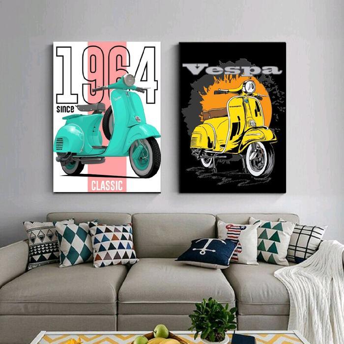 POSTER KAYU GAMBAR VESVA,HIASAN DINDING VESVA,DECIRASI KAMAR COWOK KEREN ruang belajar seni poster &