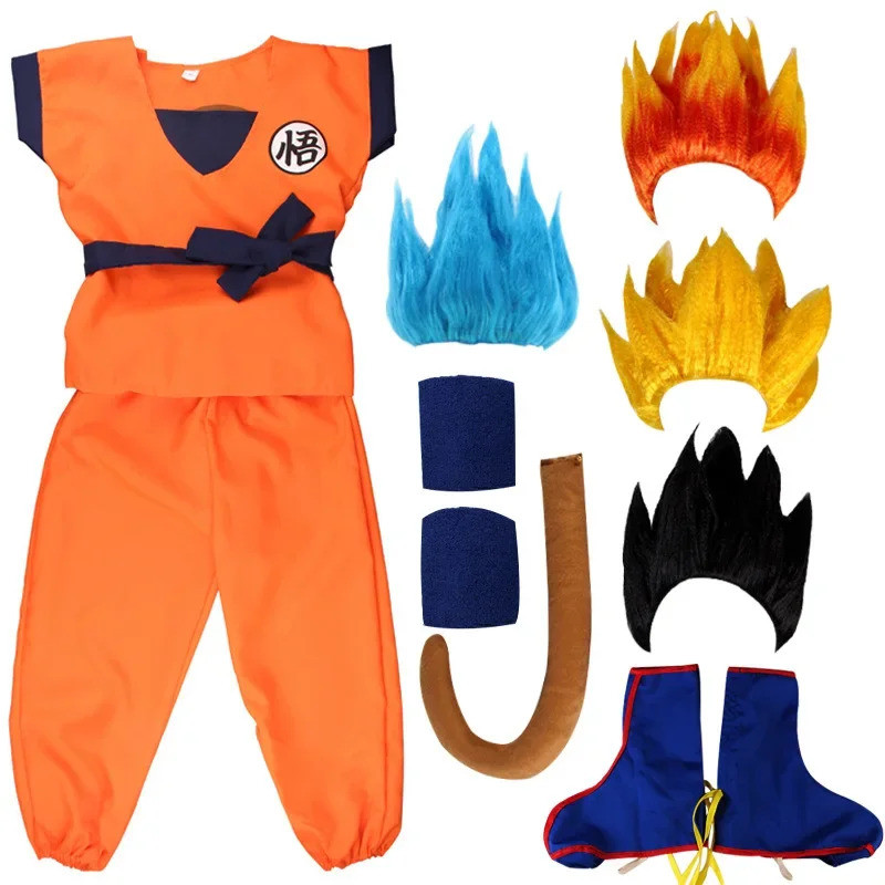 Yy1 Holiday Suits Son Goku Carnival Anime Cosplay Costumes Top/Pant/Belt/Tail/Wrister/Wig For Adult