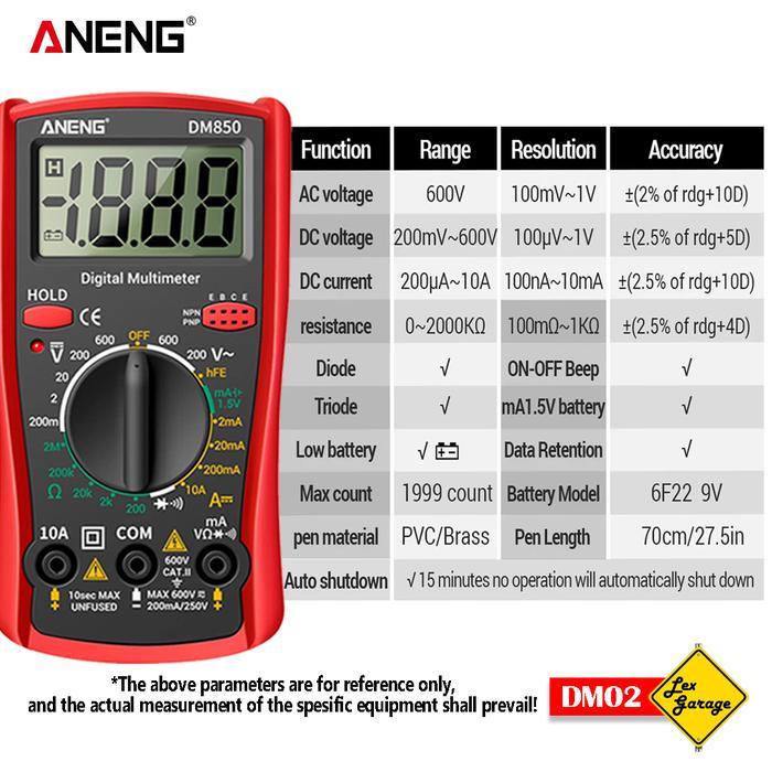 "New" Multimeter Avometer Multitester Digital Tang Ampere Digital ANENG