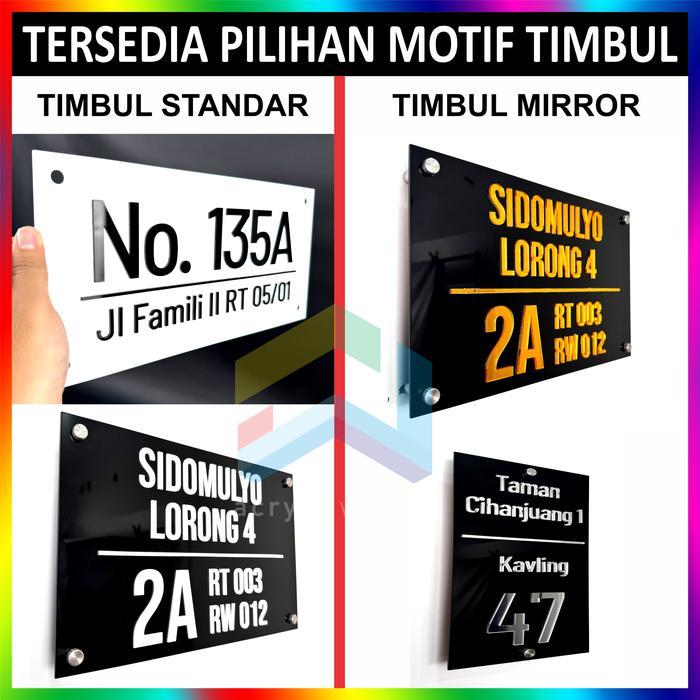 Nomor Rumah Acrylic Modern Timbul Negatif Nyala Led
