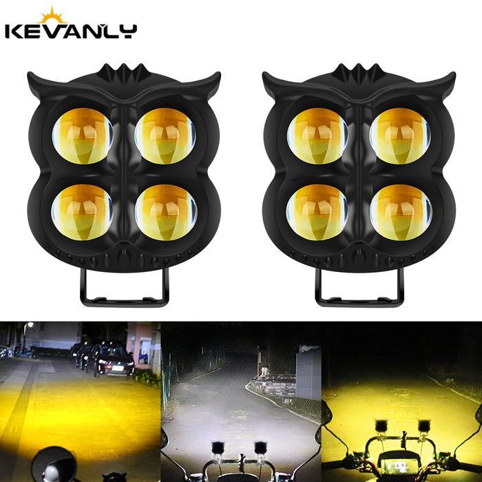 2Pc Lampu Tembak Lampu Sorot Lensa Led Warna Ganda Lampu Kuning Putih Lampu Kabut Lampu Sorot Lensa