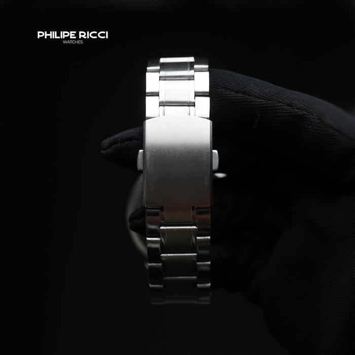 Philipe Ricci Jam Tangan Pria Rantai Analog Quartz Trendy Hitam Ori Simple 7352 Men Watches Free Box
