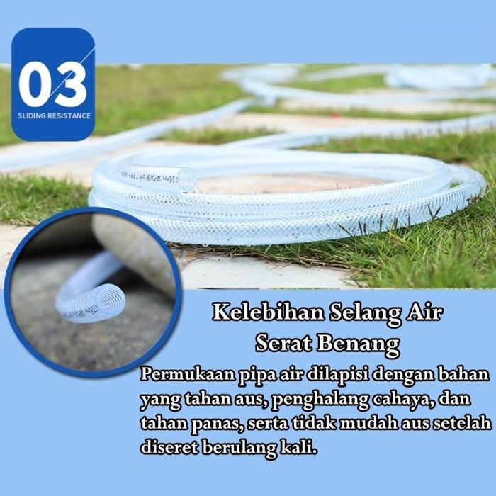 BINTANG Selang Air 10 Meter dan 30 Meter 1/2 5/8 3/4 Inch Selang Air Serat Benang Transparan Selang