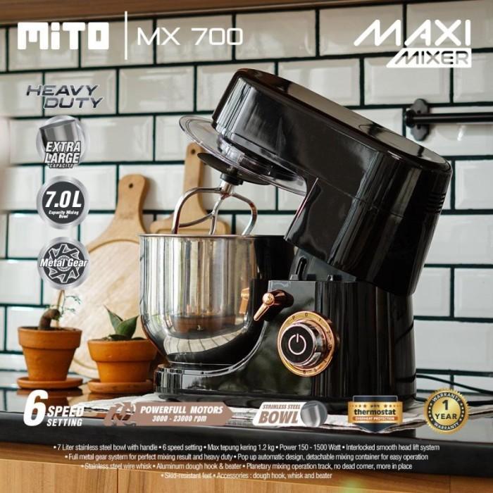 MITO MITOCHIBA STAND MIXER MX700 700 MANGKOK STAINLESS BOWL MIXER 7L - Hitam