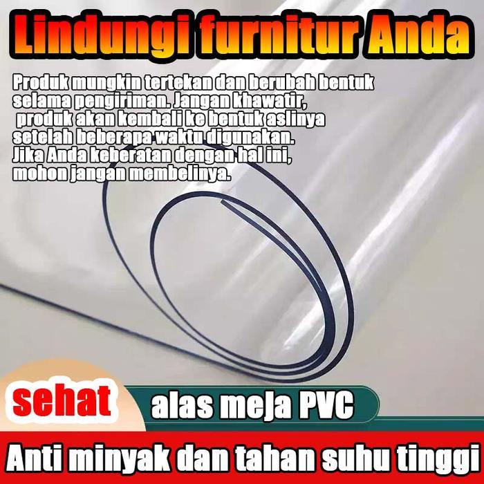 Taplak Meja Renda Jahitan Bening / Taplak Meja Makan Plastik Bening / Taplak Meja PVC Transparan /