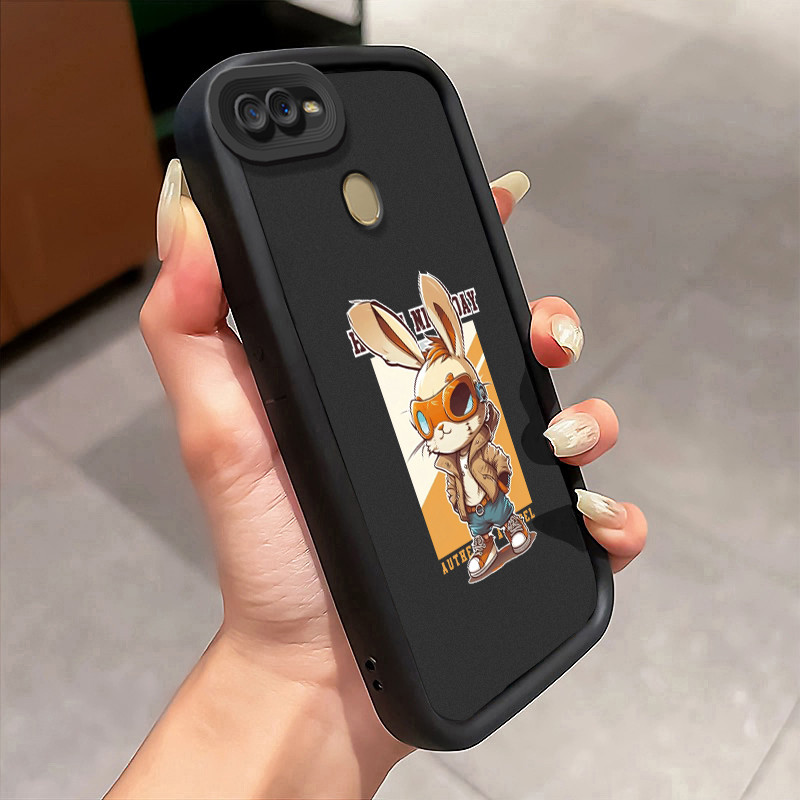 Casing Hp untuk OPPO A7 A5s A12 A12s A11K Case Kelinci Kacamata Hitam Keren Kasing silikon Cesing Ta