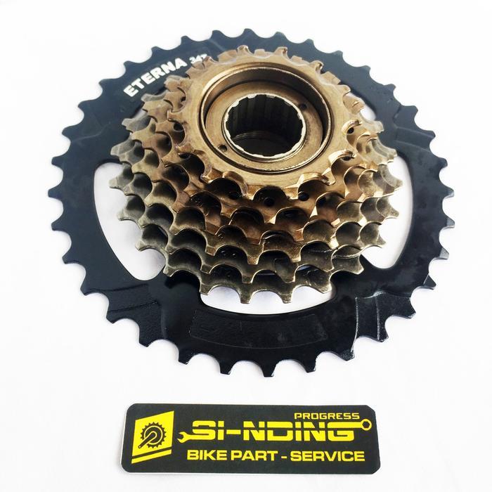 Groet Crankset Gear Sepeda MTB 1 X 7 Speed Platinum 44T BB Pacific TY300 Eterna Megarange Drat/Ulir