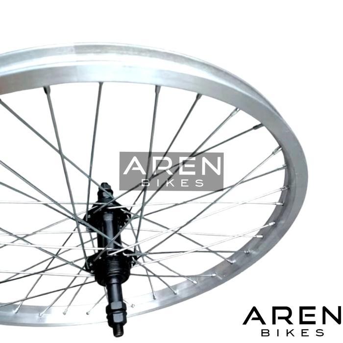 WHEELSET SEPEDA 20 IN SILVER ALLOY LUBANG 36 HOLE 36H BMX NION SELI LIPAT VELG RIM RIMS HUB ULIR