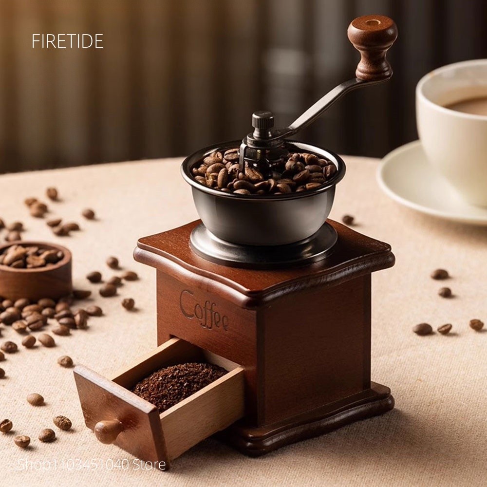 Retro Bean Grinder Classical Wooden Manual Coffee Grinder Coffee Bean Spice Mill