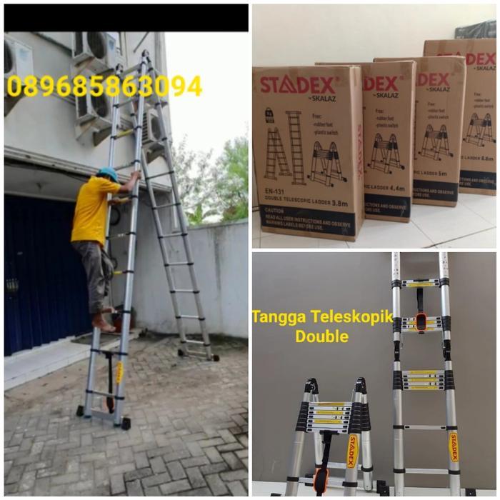 TANGGA TELESKOPIK DOUBLE 6,6 meter, Tangga lipat telkom 6,6 m Stadex