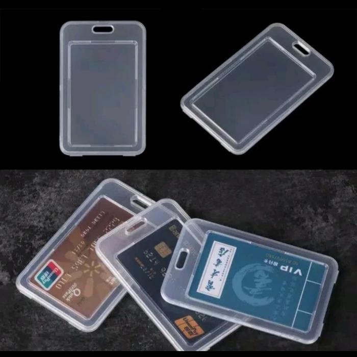 id card holder transparant 2 muka / tempat id card 2 sisi