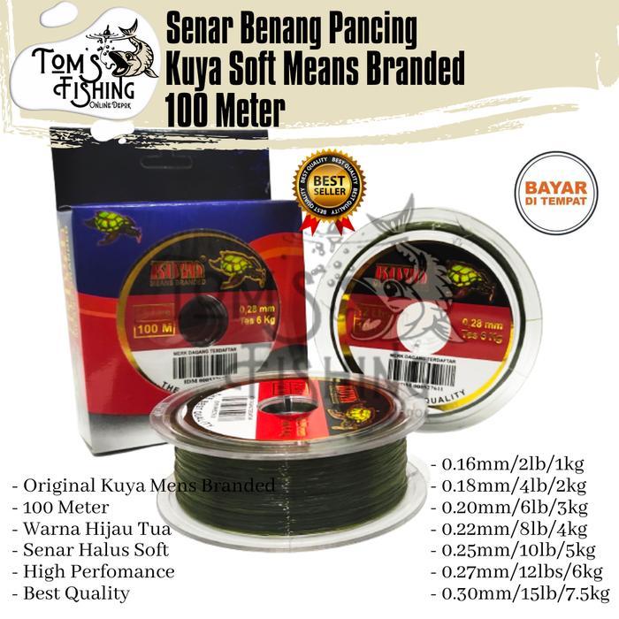 Senar Pancing KUYA MENS BRANDED 100 Meter (0.16mm - 0.35mm) Hijau Tua Original - Toms Fishing
