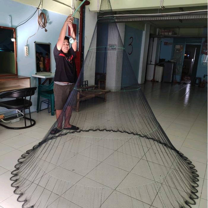 jala lempar bahan nilon / benang tinggi 3 meter, jala ikan, jala udang, jala sungai dll