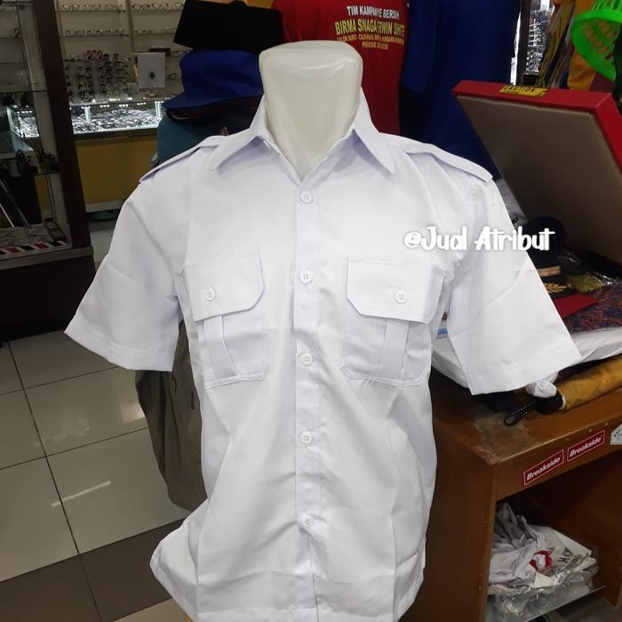 Seragam PDH putih Kemeja PDH putih Baju dinas Pria lengan pendek Texas