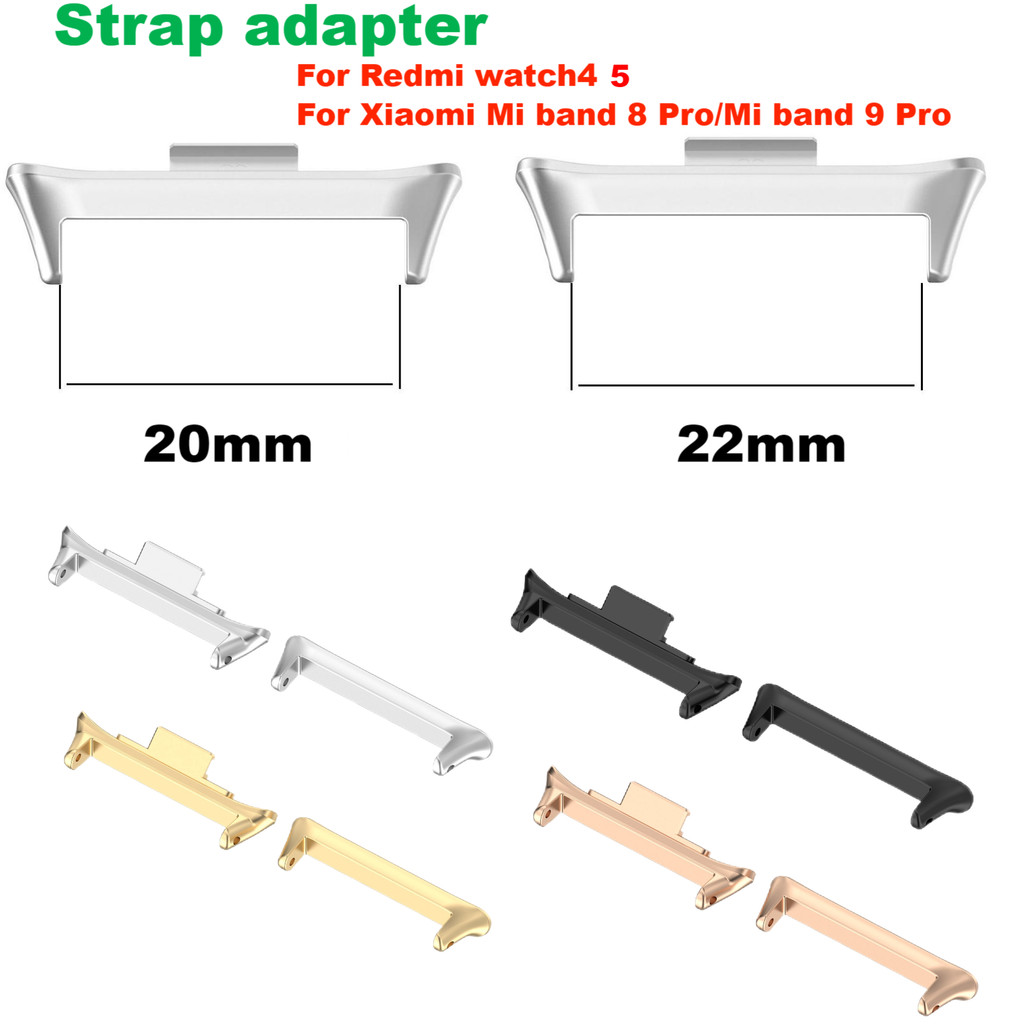 1 Pair Adapter For Redmi Watch 5 4 Strap Connector Bracelet Stainless Steel For Mi Band 9 8 Pro