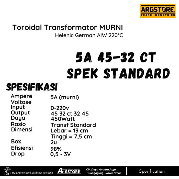 Trafo toroid donat 5A 45V CT Helenic German