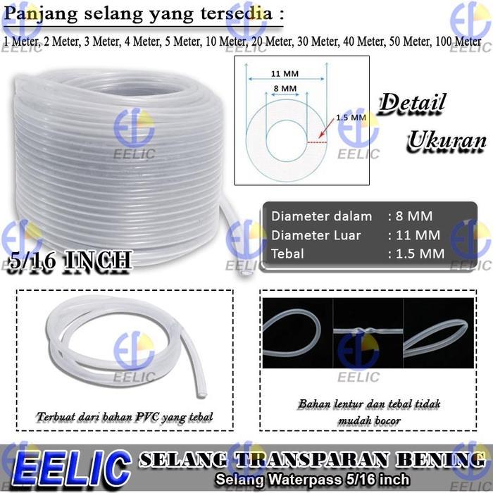 TERLARIS Selang Air 5/16 Inch (mm) Bening Wateass Per Meter Selamat Berbelanja