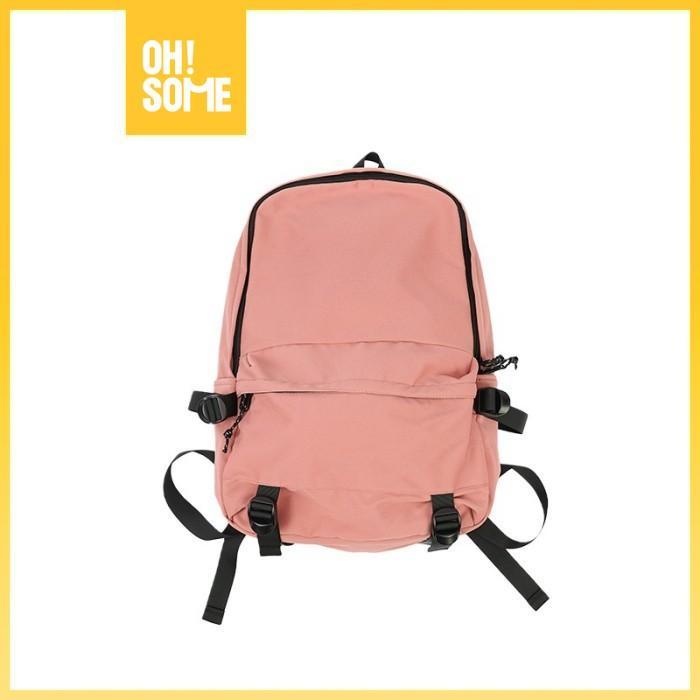 OHSOME Backpack Ransel Canvas Tas Punggung Basic Polos Warna Solid