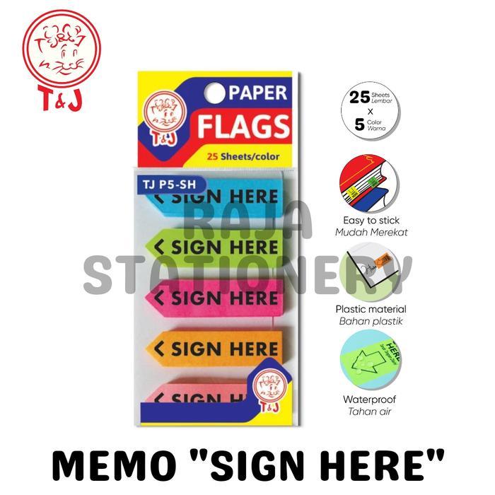 Tom & Jerry SIGN HERE Memo Stick Index Notes 5 Colours Sticker "Sign Here" SET / Label Tanda Tangan