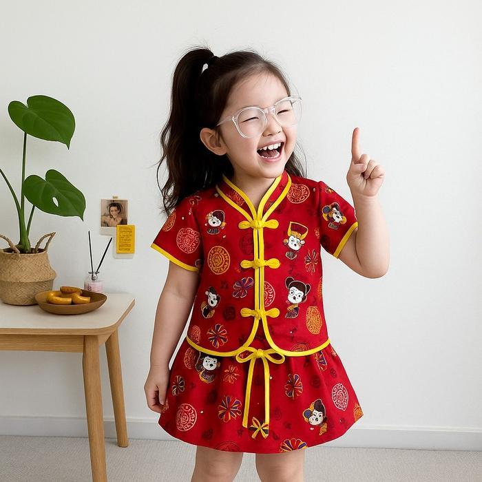 Premium Setelan Baju Cina Rok Anak Cewek Paling Terlaris//Baju Imlek Anak Paling Termurah Motif