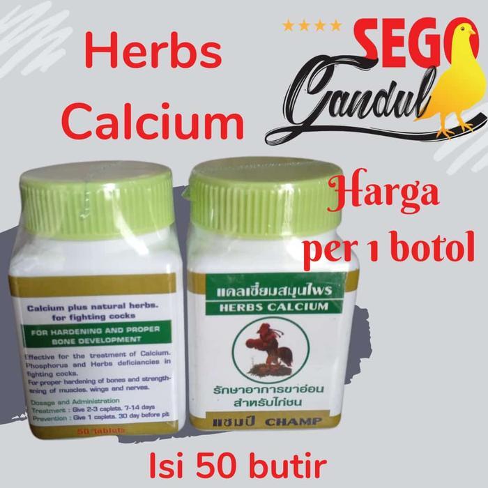 Herbs Calsium Kalek Ayam Merpati Aduan Tulang Kuat Champ 1 botol isi 50 butir