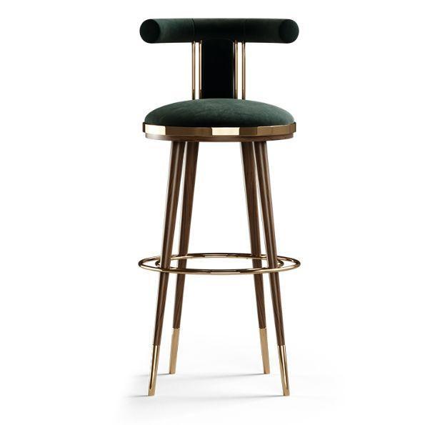 Kursi Bar Stool Cafe Minimalis Rangka Besi Warna Gold Busa Empuk