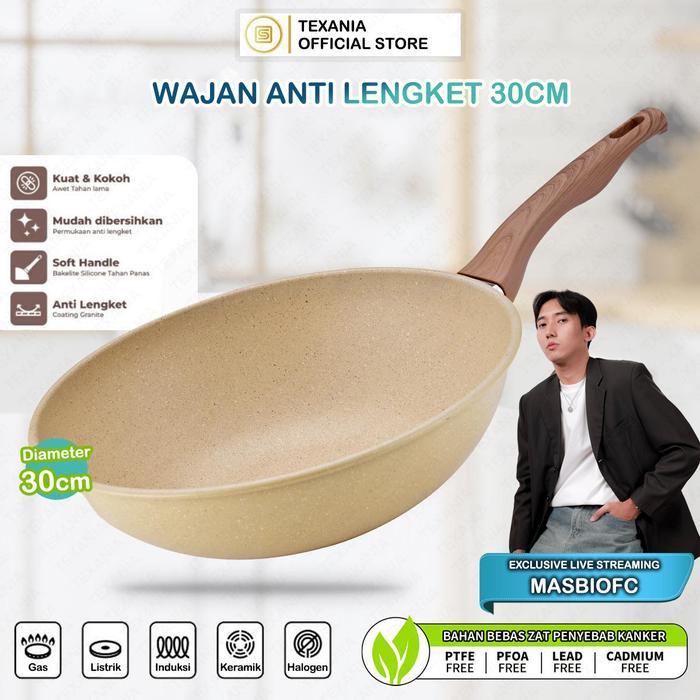 [MASBIOFC] TEXANIA Wajan 30cm Wajan Anti Lengket Warna Cream Kitchenware
