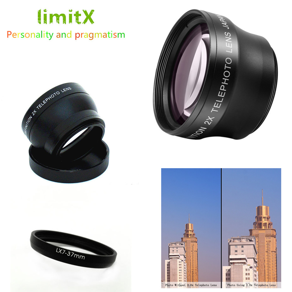 2X magnification Telephoto Lens & Adapter ring for Panasonic Lumix DMC-LX7 LX7 Digital Camera