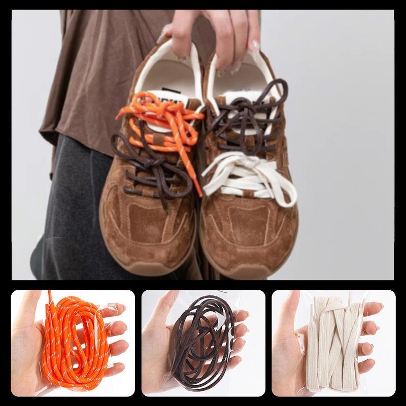 Sneakers Rope Laces 4 Pcs Vintage Miu Round Flat Leather Combination DIY Sports Shoelaces Vintage DE