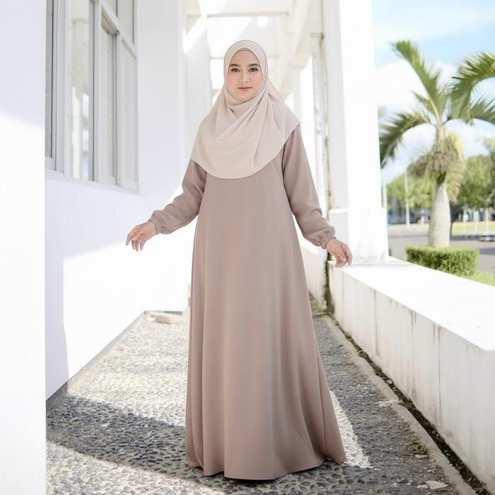 Gamis Muslimah Polos Simple Dress panjang polos Bahan Adem Jatuh Nyaman Dipakai Original