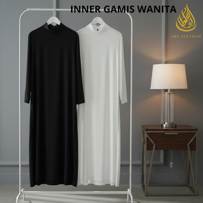 terlaris Inner Gamis Wanita Manset Dalaman Atasan Panjang Hitam Putih Dalaman Gamis Wanita Nyaman
