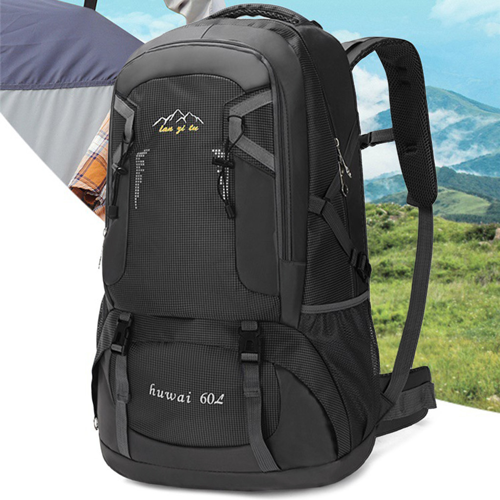 60L Backpack Outdoor Large Capa Waterproof Rucksack Climbing Pack Zippered Portable Bag