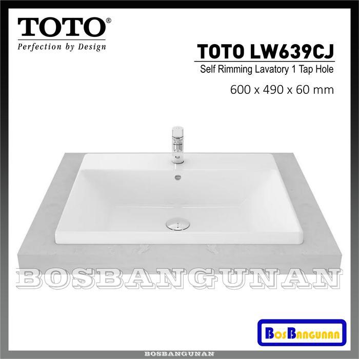 Wastafel TOTO LW 639 CJ / Wastafel Counter TOTO LW639CJ Meja Kotak / TOTO LW639CJ Self Rimming