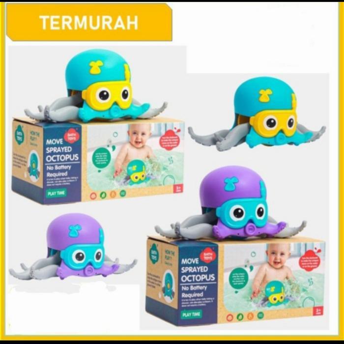 Mainan Octopus Lucu Mainan Mandi Bayi Bath Toys Move Sprayed Octopus