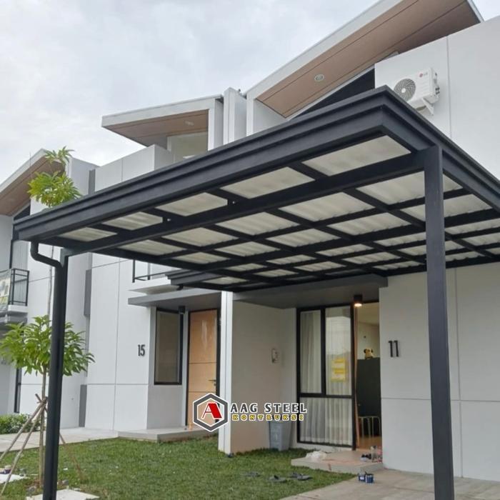 kanopi atap Doble layerd + rangka holow lis frofil 4x6 dan 4x8 Besi Baja Minimalis