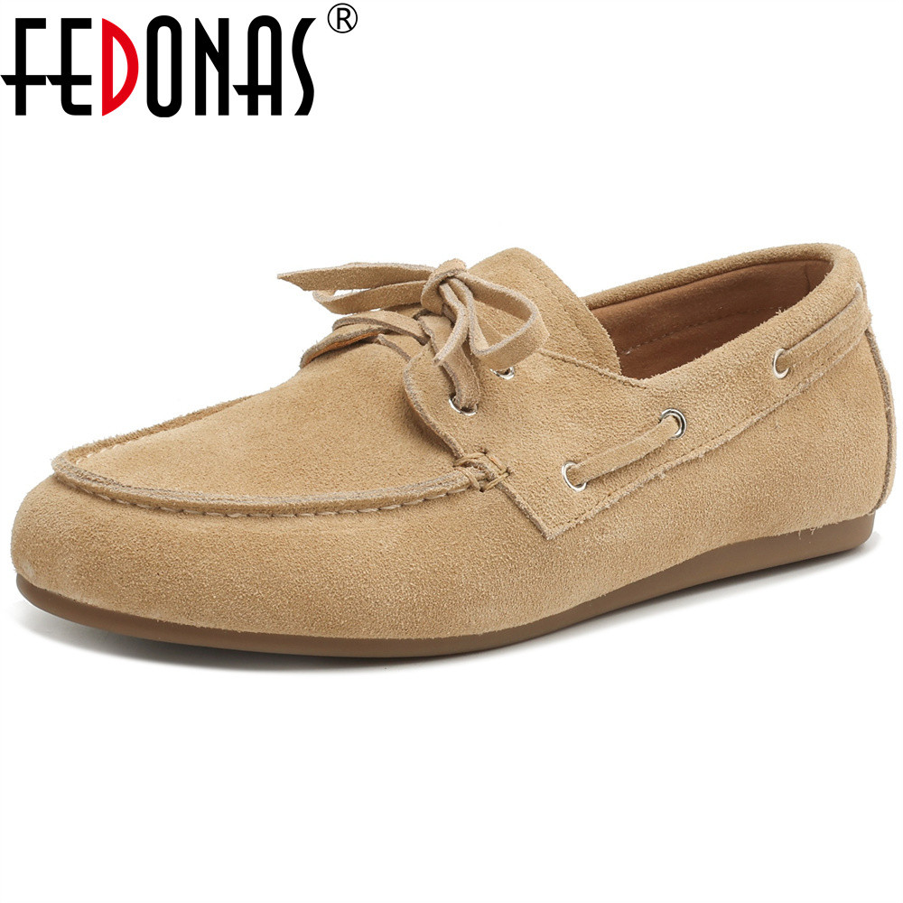 Fedonas 2026 Loafers Flats Shoes Woman Suede Leather Slip-On Loafers Casual Moccasins Female Flats