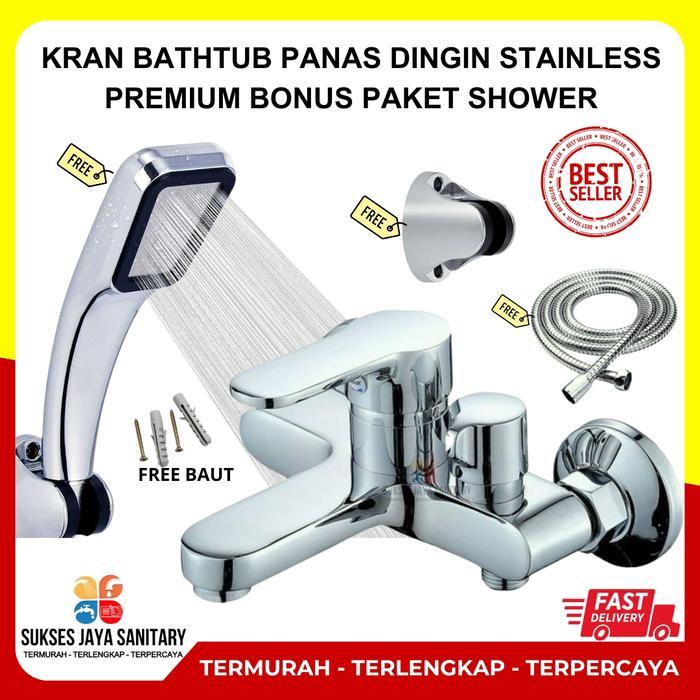 Kran Panas Dingin Kran Shower Kran Bathtub Keran Air Mixer Panas Dingin Karet Set Black