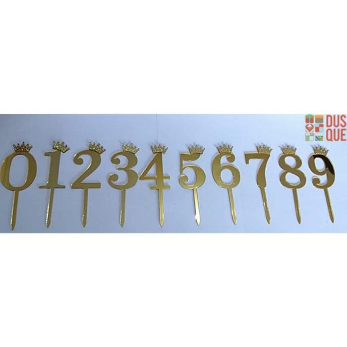CAKE TOPPER ACRYLIC ANGKA GOLD 0 9 /AKRILIK CAKE ANGKA ULANG TAHUn
