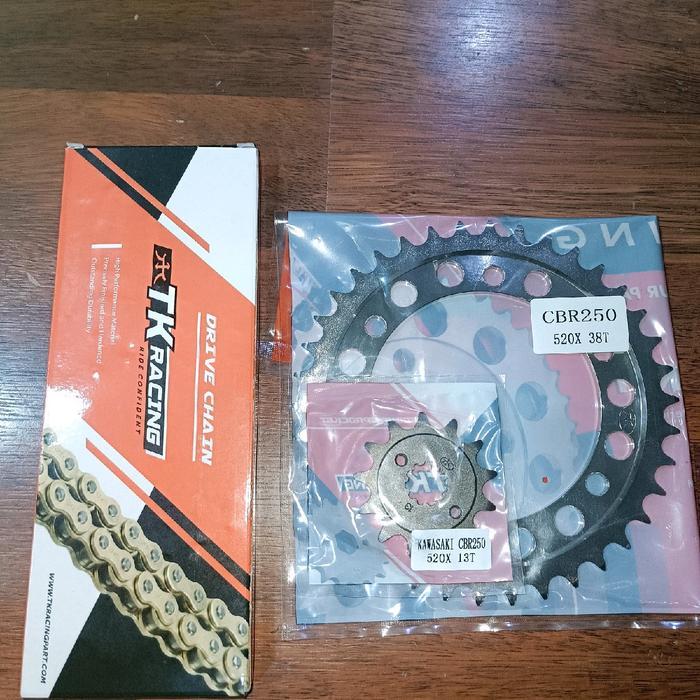 GEAR SET TK HONDA CBR 250 R / CBR 250 THAILAND & RANTAI TK 520 HS GOLD