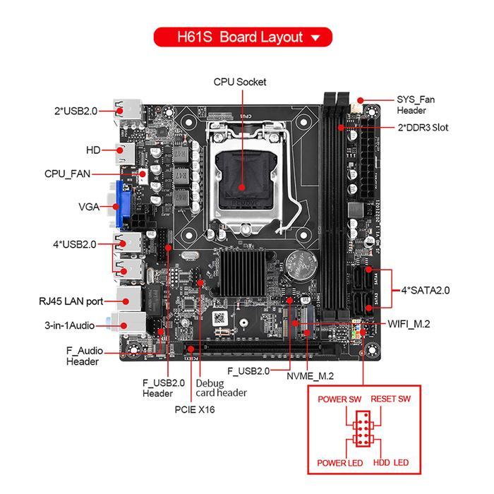 H61S Desktop Motherboard Lga1155 Set With Intel Core I5 3470 Cpu And